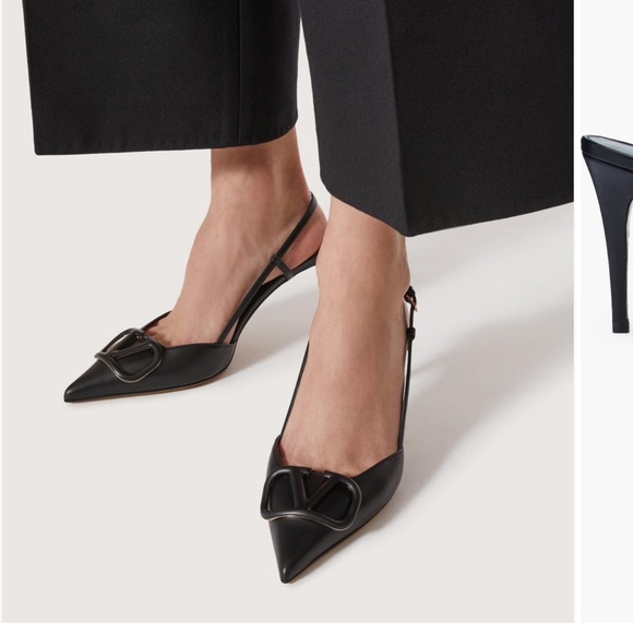 Valentino Leather V Logo Slingback Sandals Size 37.5 ♥️ - Picture 10 of 12